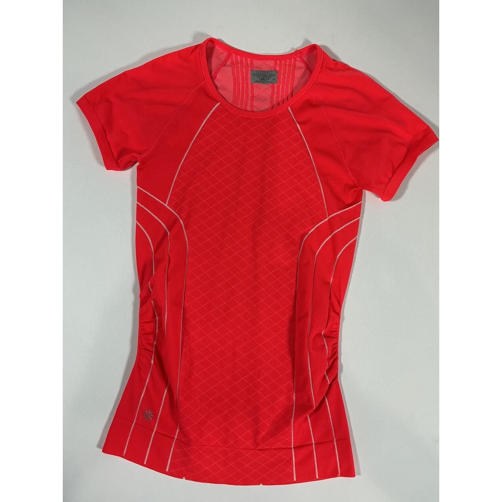 Athleta Finish Line Tee Short Sleeve Orange Red Coral Size S